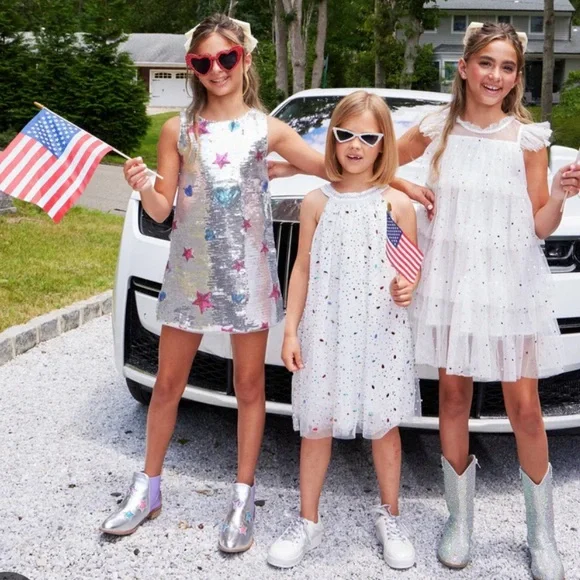 Lola and the Boys Sequin Dress with Stars and Hearts - Picture 3 of 4